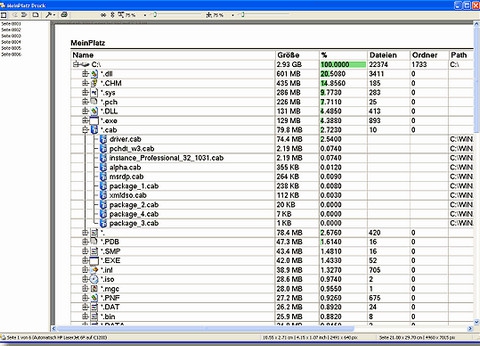 MeinPlatz (โปรแกรมตรวจสอบ HDD ดูเนื้อที่ Harddisk ที่หายไป) : 