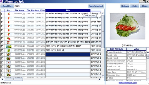 โปรแกรมแก้ไขข้อมูลภาพ ePlum tag2pic