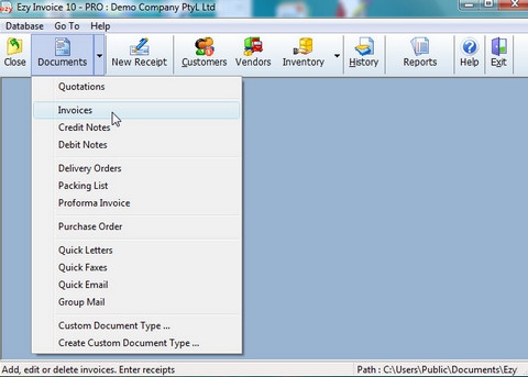 ออกใบแจ้งหนี้ ใบวางบิล ใบเสนอราคา เอกสารบัญชี