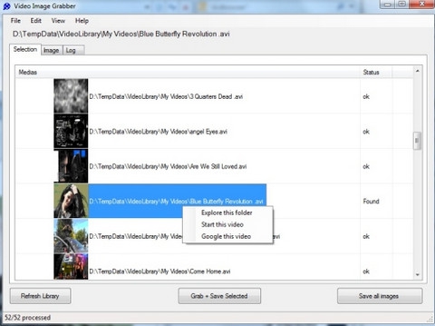 โปรแกรมจับภาพวิดีโอ VideoImageGrabber