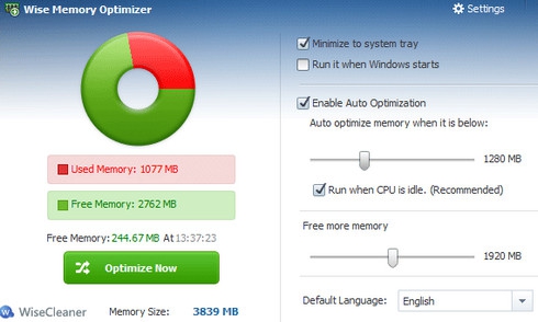 โปรแกรมจัดการ RAM เพิ่มความเร็วแรม Wise Memory Optimizer