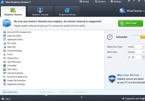 โปรแกรมลบรีจิสทรี Wise Registry Cleaner