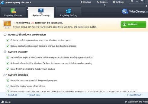 โปรแกรมลบรีจิสทรี Wise Registry Cleaner