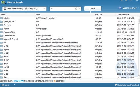 โปรแกรมค้นหาไฟล์ Wise Jet Search โปรแกรมค้นหาไฟล์ Wise Jet Search