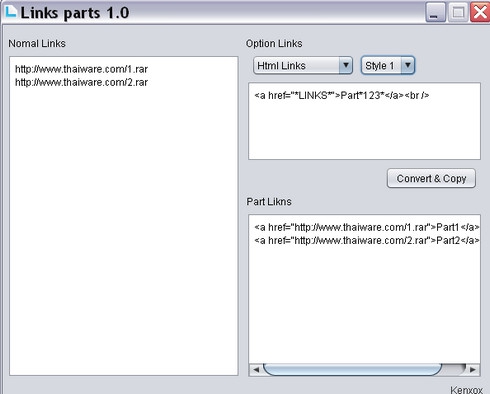 Links Parts (โปรแกรมแบ่ง Link ตั้งกระทู้ เพื่อ แชร์ไฟล์ แชร์ URL ก่อน ตั้งกระทู้) : 