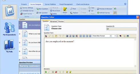 โปรแกรมสร้างแบบสอบถาม WinSurvey