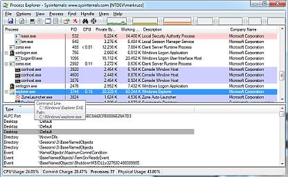 Process Explorer (โปรแกรมดูแลเครื่อง เหมือน Task Manager) : 