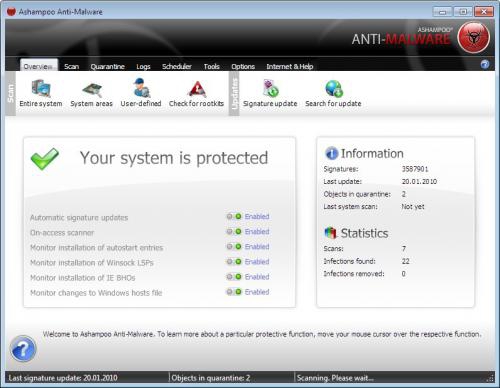โปรแกรมกำจัดมัลแวร์ Ashampoo Anti-Malware