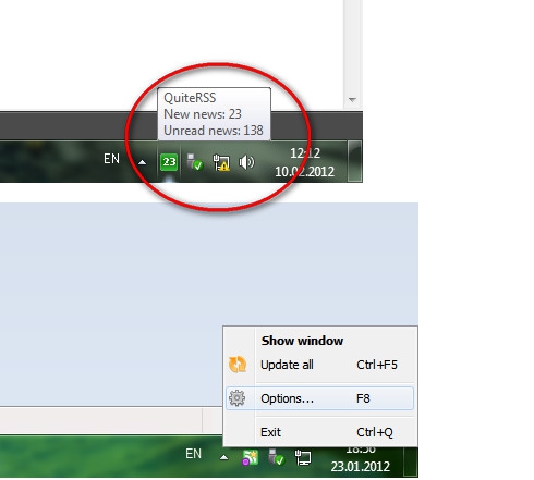 โปรแกรมอ่านข่าว QuiteRSS
