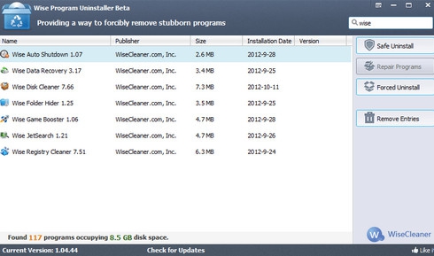 โปรแกรมลบโปรแกรม Wise Program Uninstaller โปรแกรมลบโปรแกรม Wise Program Uninstaller