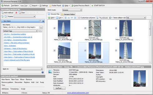 โปรแกรมเปลี่ยนชื่อไฟล์ Advanced Renamer