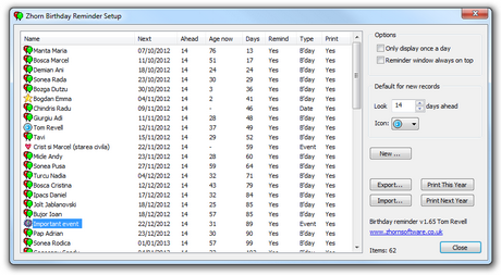 โปรแกรมเตือนความจำ วันเกิดเพื่อน