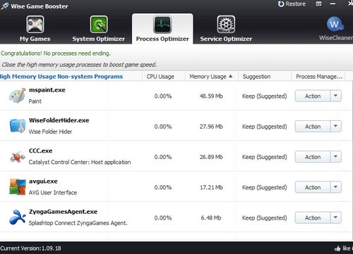 Wise Game Booster (โปรแกรมเล่นเกมส์ลื่น Game Booster เร่งความเร็วเกม) : 