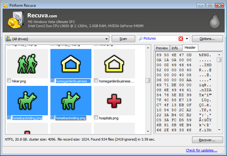 โปรแกรมกู้ข้อมูล Recuva โปรแกรมกู้ข้อมูล Recuva