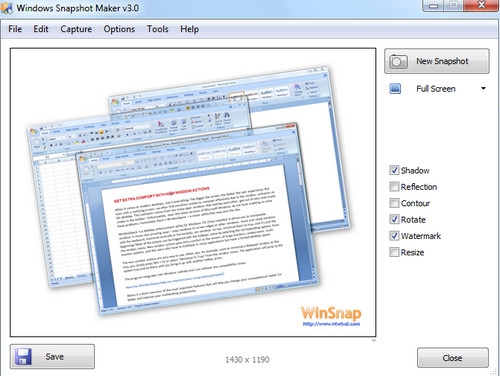 โปรแกรมจับภาพหน้าจอ WinSnap