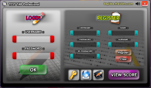 โปรแกรมทำข้อสอบออนไลน์ Test Tab (หน้าหลักโปรแกรม) โปรแกรมทำข้อสอบออนไลน์ Test Tab (หน้าหลักโปรแกรม)
