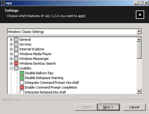xpy โปรแกรมปรับแต่ง Windows