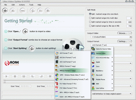โปรแกรมแบ่งไฟล์ ตัดไฟล์วิดีโอ Ultra Video Splitter