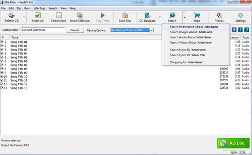 FreeRIP (โปรแกรมแปลงไฟล์เพลง โปรแกรม RIP CD) : FreeRIP (โปรแกรมแปลงไฟล์เพลง โปรแกรม RIP CD) :