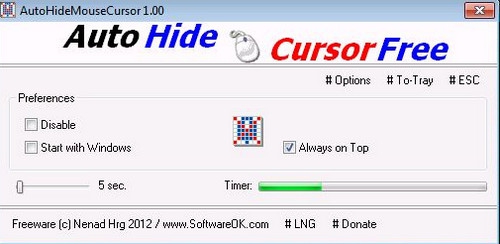 AutoHideMouseCursor (โปรแกรมซ่อนเมาส์ เคอร์เซอร์เมาส์) : 