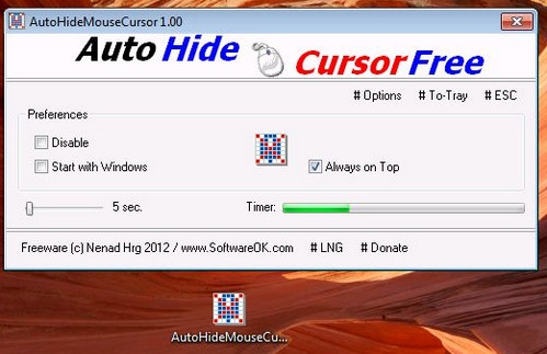 AutoHideMouseCursor (โปรแกรมซ่อนเมาส์ เคอร์เซอร์เมาส์) : 