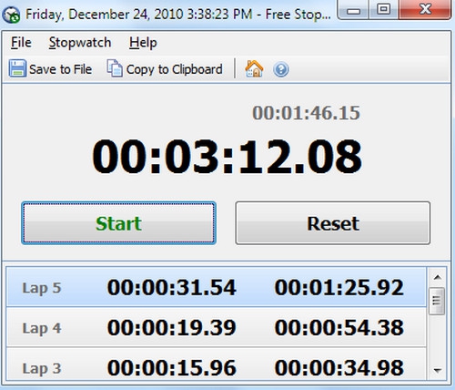 โปรแกรมจับเวลา Free Stopwatch