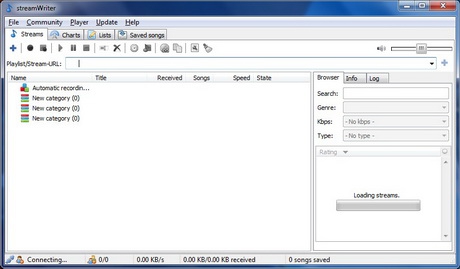 โปรแกรมบันทึกเสียง streamWriter