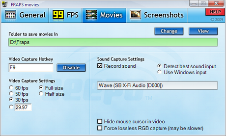 โปรแกรมอัดวิดีโอหน้าจอ พร้อมเสียง Fraps
