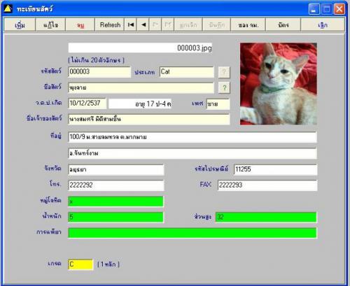 โปรแกรมคลินิกสัตว์ Prima myPETSHOP