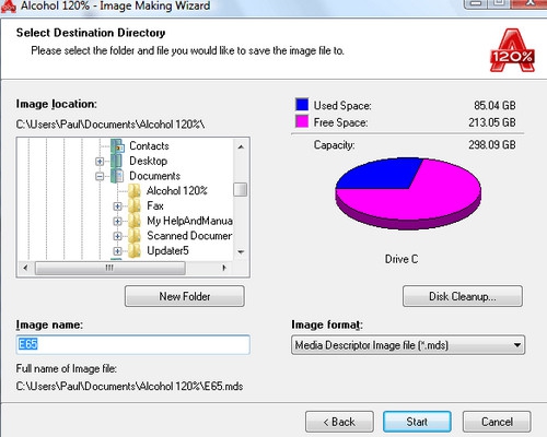 โปรแกรมไรท์แผ่น Alcohol 120