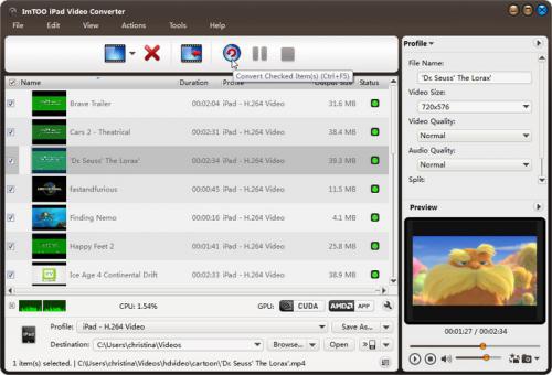 โปรแกรมแปลงไฟล์วิดีโอ ImTOO iPad Video Converter