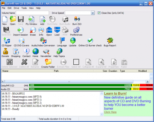โปรแกรมไรท์ซีดี Burn4Free โปรแกรมไรท์ซีดี Burn4Free