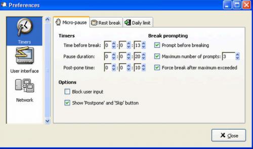 Workrave (โปรแกรม Workrave ป้องกัน โรคนิ้วล็อก โรค RSI) : 
