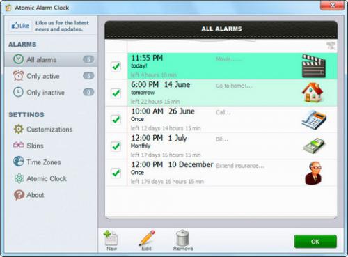 โปรแกรมแจ้งเตือน Atomic Alarm Clock