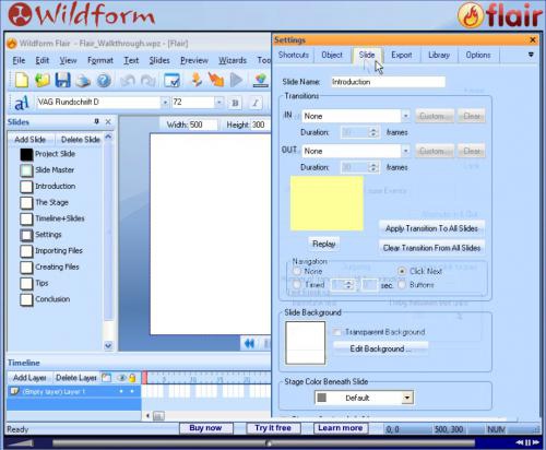 โปรแกรมนำเสนอผลงาน Wildform Flair