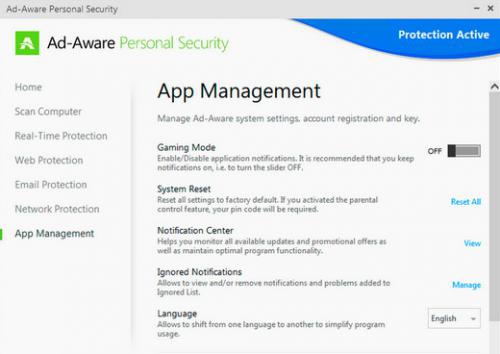 โปรแกรมสแกนไวรัส Ad-Aware Personal Security