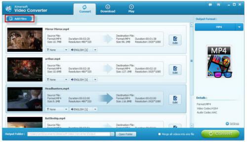 โปรแกรมแปลงไฟล์วิดีโอ Aimersoft Video Converter