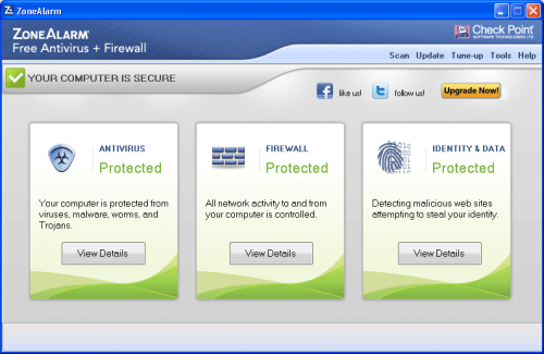 โปรแกรมป้องกันไวรัส  ZoneAlarm Free Antivirus + Firewall