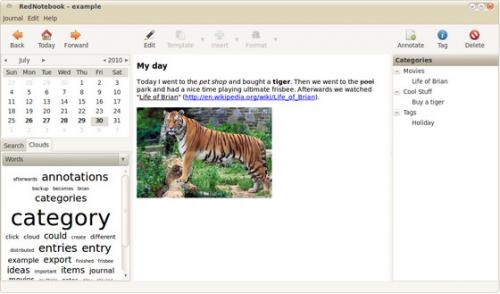 โปรแกรมเขียนไดอารี่ RedNotebook