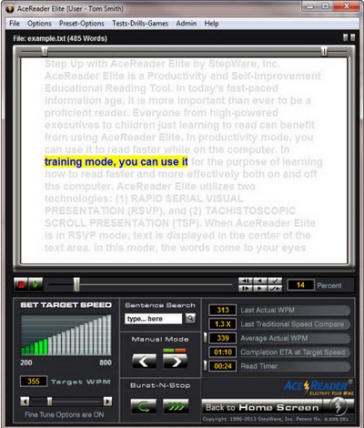 AceReader (โปรแกรมฝึกทักษะการอ่านภาษาอังกฤษ) : 