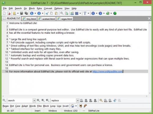 โปรแกรมเขียนโปรแกรม EditPad Lite โปรแกรมเขียนโปรแกรม EditPad Lite