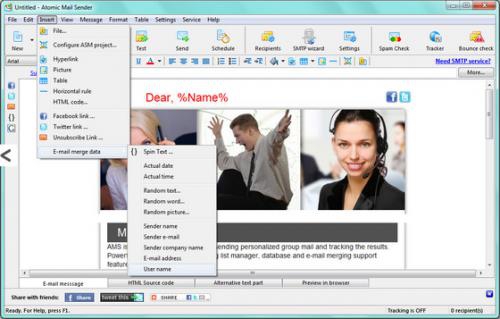 โปรแกรม Atomic Mail Sender