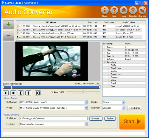 โปรแกรม AimOne Audio/Video to MP3/WAV Converter