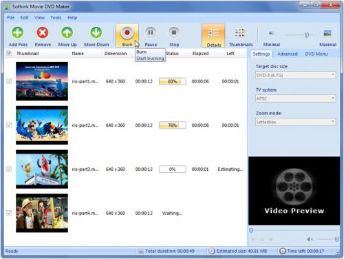 โปรแกรมแปลงไฟล์วิดีโอ Free Movie DVD Maker