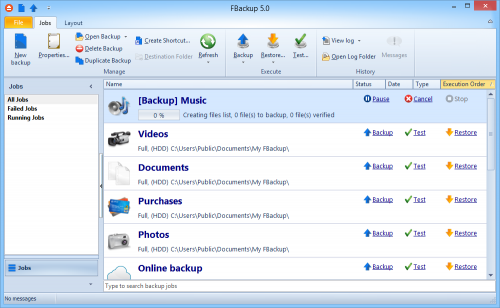 โปรแกรมสำรองข้อมูล FBackup โปรแกรมสำรองข้อมูล FBackup