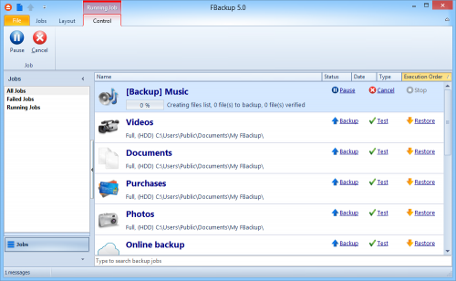 โปรแกรมสำรองข้อมูล FBackup โปรแกรมสำรองข้อมูล FBackup