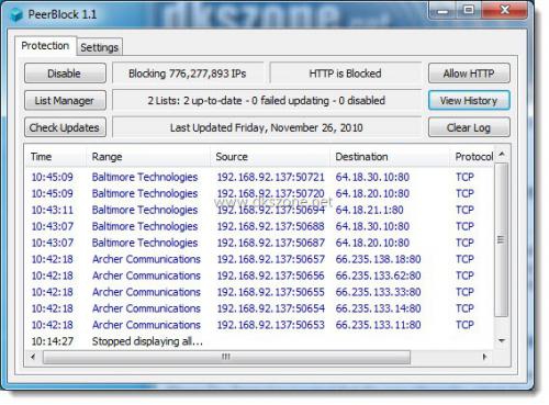 โปรแกรม PeerBlock