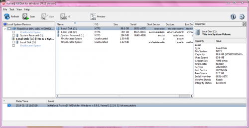 โปรแกรมลบไฟล์ Active Kill Disk