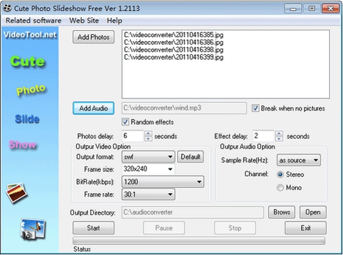 โปรแกรมทำสไลด์โชว์ Cute Photo Slideshow Free