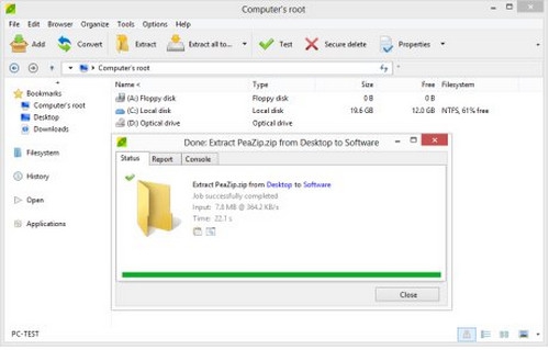 โปรแกรมบีบอัดไฟล์ PeaZip